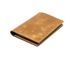 PORTEFEUILLE VERTICAL EN CUIR VERITABLE MARRON CLAIR