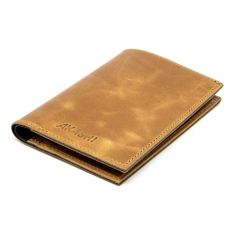  PORTEFEUILLE VERTICAL EN CUIR VERITABLE MARRON CLAIR