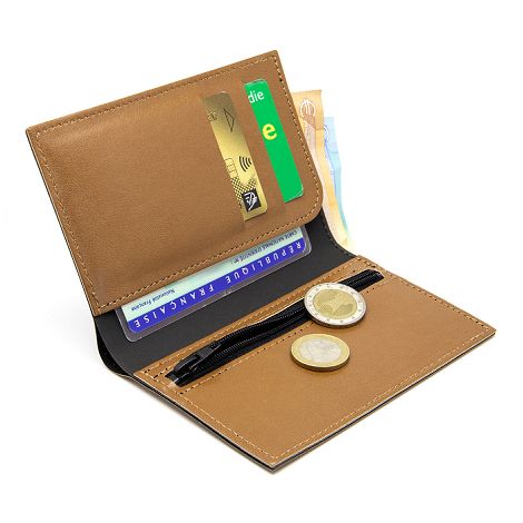  PORTEFEUILLE VERTICAL EN SIMILI-CUIR LISSE MARRON