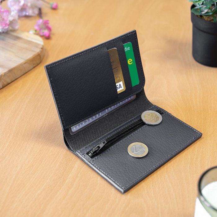  PORTEFEUILLE VERTICAL EN CUIR RECYCLÉ GRIS