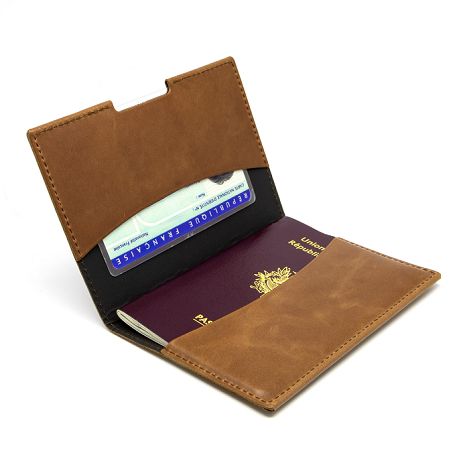  PORTE-PASSEPORT / CARTE GRISE / ASSURANCE EN CUIR VERITABLE MARRO
