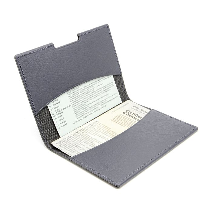  PORTE-PASSEPORT / CARTE GRISE / ASSURANCE CUIR RECYCLÉ GRIS