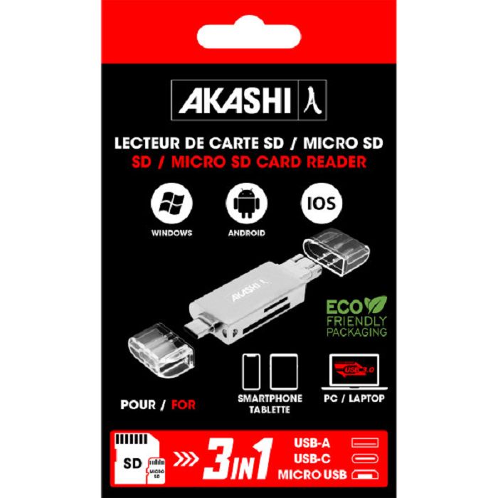  KAGI - LECTEUR DE CARTE - SD / MICRO SD 3 EN 1