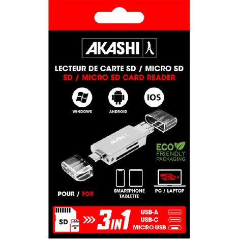  KAGI - LECTEUR DE CARTE - SD / MICRO SD 3 EN 1