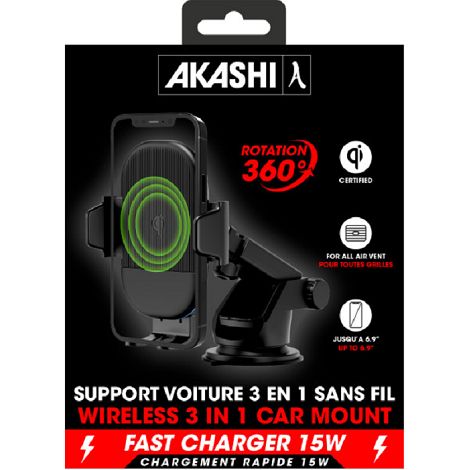  YUDOSHA - SUPPORT VOITURE AVEC CHARGE RAPIDE SANS FIL 15W ET 2 SY