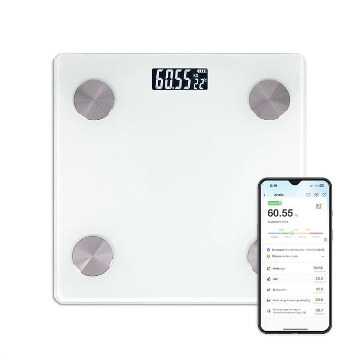  Pèse-personne impédancemètre connecté rechargeable
