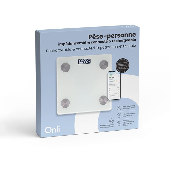  Pèse-personne impédancemètre connecté rechargeable