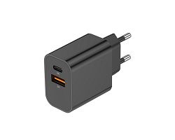 SUKO - CHARGEUR SECTEUR USB TYPE-C 15W + USB-A - NOIR