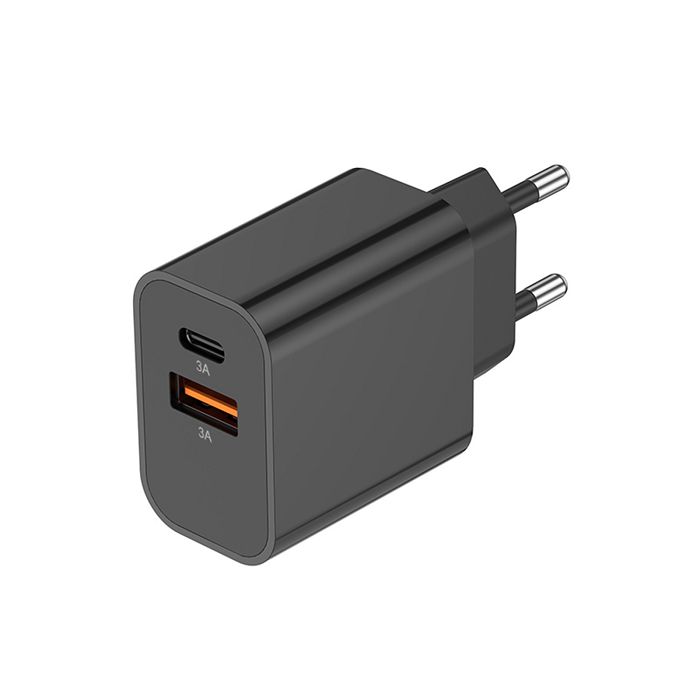  SUKO - CHARGEUR SECTEUR USB TYPE-C 15W + USB-A - NOIR
