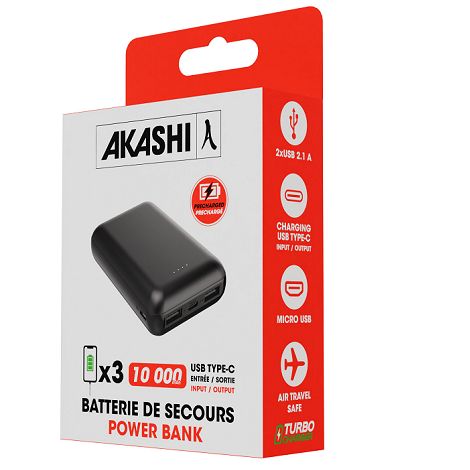  GOMU - BATTERIE DE SECOURS ULTRA COMPACTE - 10 000 MAH NOIRE