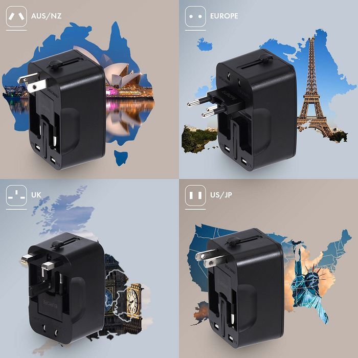  TOREBU - ADAPTATEUR UNIVERSEL DE VOYAGE - NOIR