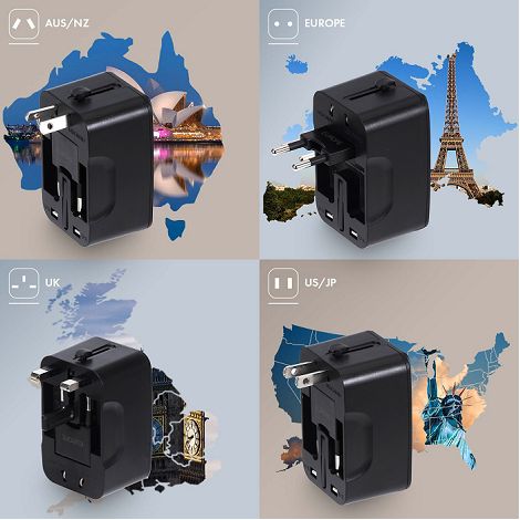  TOREBU - ADAPTATEUR UNIVERSEL DE VOYAGE - NOIR