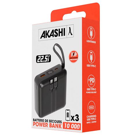  HEIHO - Batterie Powerbank 10,000 mAh avec câbles intégrés à char