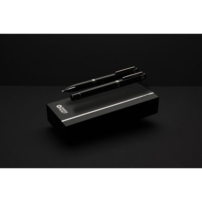  Coffret de stylos en acier recyclé Swiss Peak OSLO