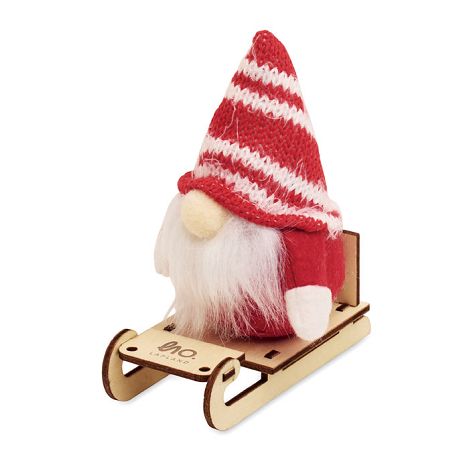  Lutin sur un traîneau en bois