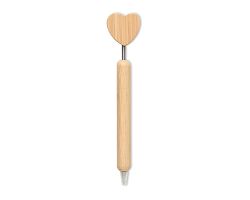 Stylo à bille cœur en bambou