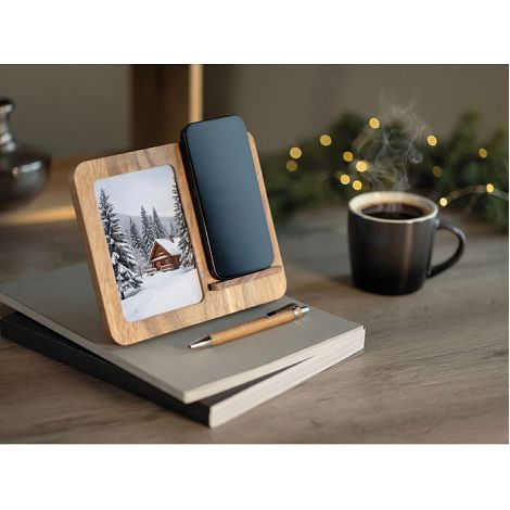  Cadre acacia et chargeur 15W