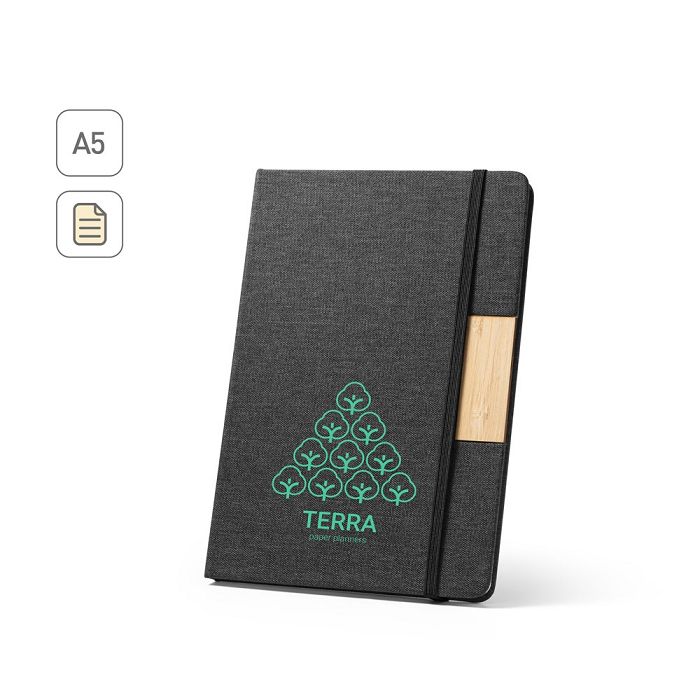  Cahier A5 à couverture rigide fabriquée à partir de tissu PET 100