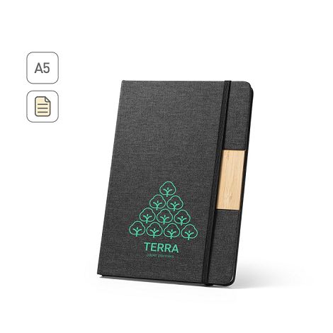  Cahier A5 à couverture rigide fabriquée à partir de tissu PET 100