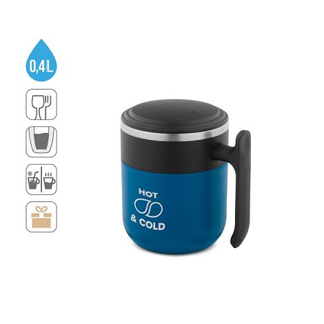  Mug de voyage avec paroi intérieure en acier inoxydable et finiti