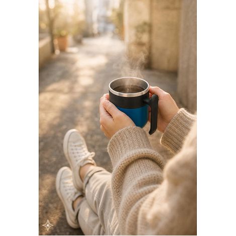  Mug de voyage avec paroi intérieure en acier inoxydable et finiti