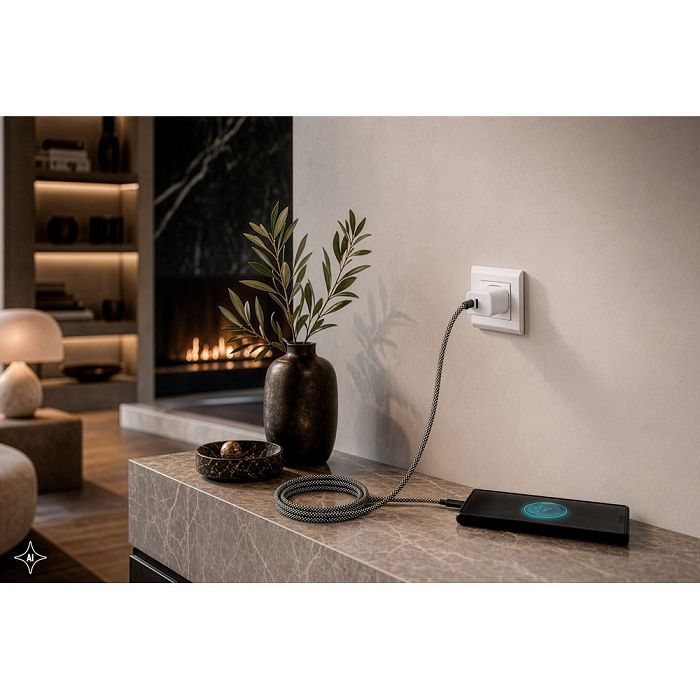  Câble USB-C vers USB-C avec gaine tressée en polyester (60 W) et 