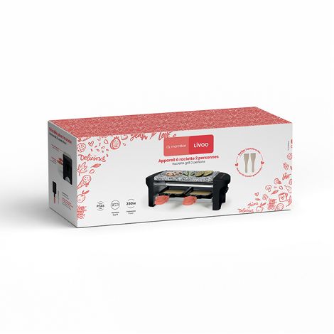  Appareil à raclette 2 personnes - Livoo x Marmiton - Corail