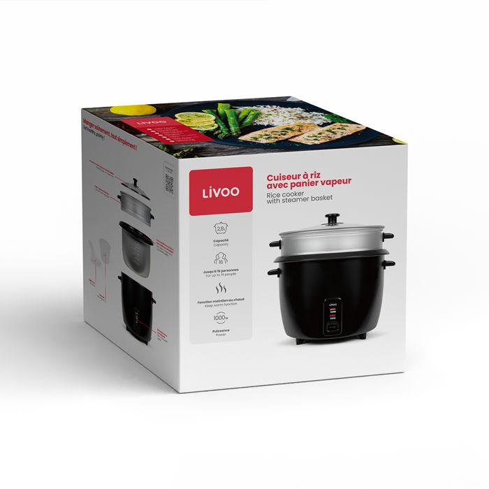  Cuiseur à riz avec panier vapeur - Noir