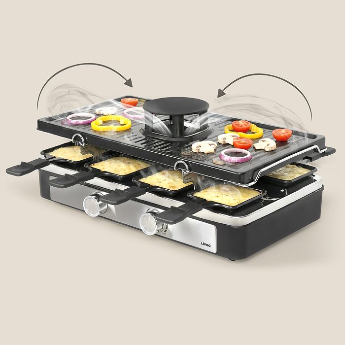  Appareil à raclette 8 personnes avec hotte aspirante - Gris