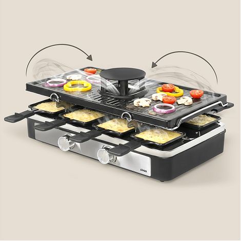  Appareil à raclette 8 personnes avec hotte aspirante - Gris