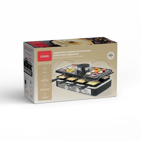  Appareil à raclette 8 personnes avec hotte aspirante - Gris