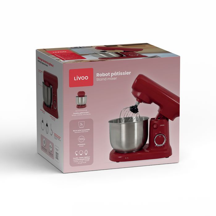  Robot pâtissier 3 L - Rouge