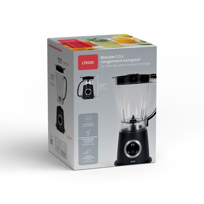  Blender 1,5 L rangement compact - Noir