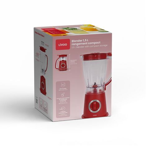  Blender 1,5 L rangement compact - Rouge