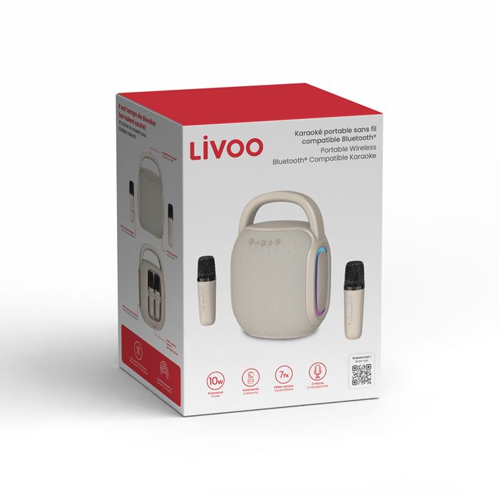  Karaoké portable sans fil compatible Bluetooth® - Beige