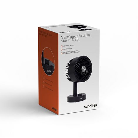  Ventilateur de table sans fil USB - Noir