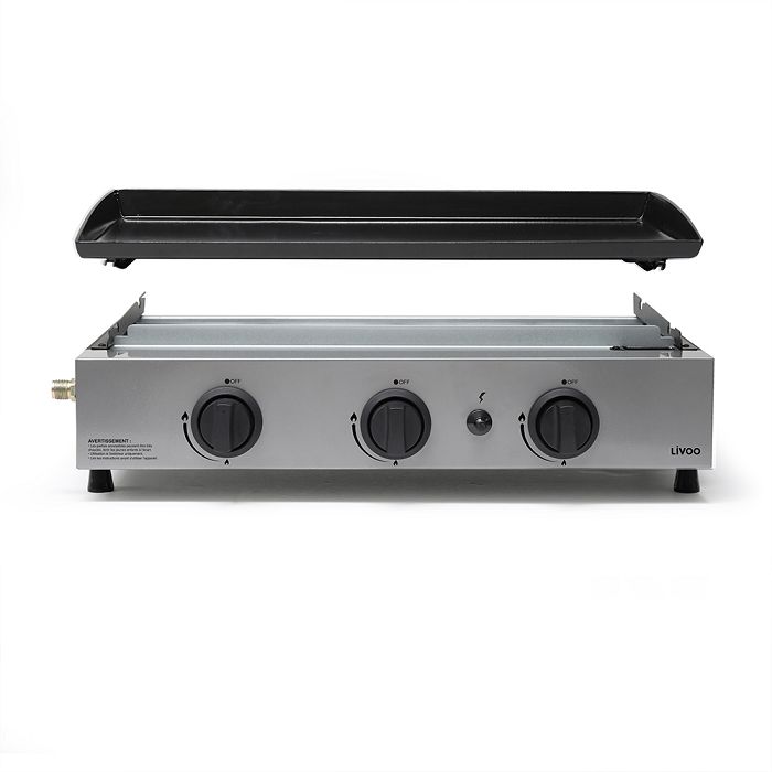  Plancha gaz 3 brûleurs - Gris