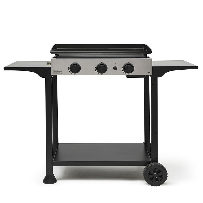  Plancha gaz 3 brûleurs sur chariot - Gris