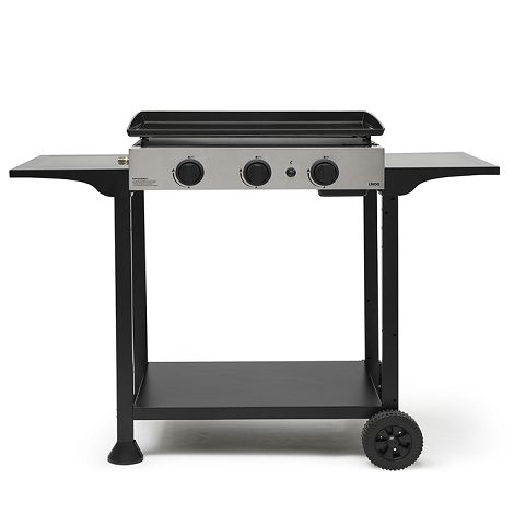  Plancha gaz 3 brûleurs sur chariot - Gris