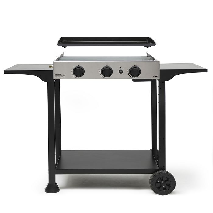  Plancha gaz 3 brûleurs sur chariot - Gris