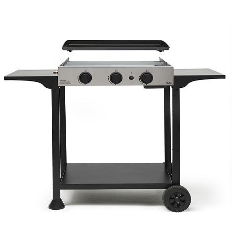  Plancha gaz 3 brûleurs sur chariot - Gris