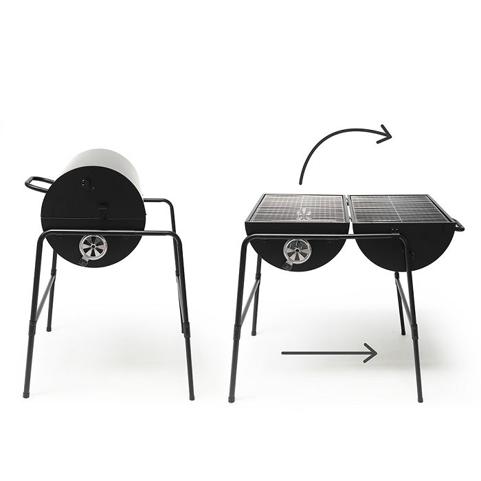  Barbecue charbon double surface de cuisson - Noir