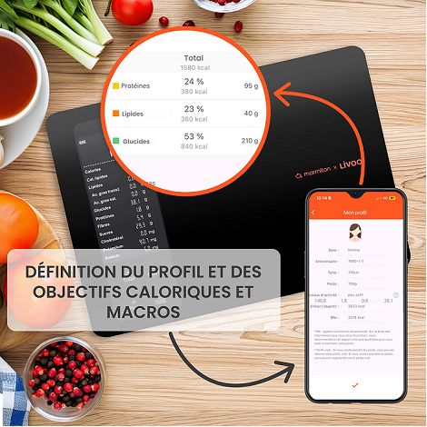  Balance de cuisine nutritionnelle connectée - Livoo x Marmiton - 