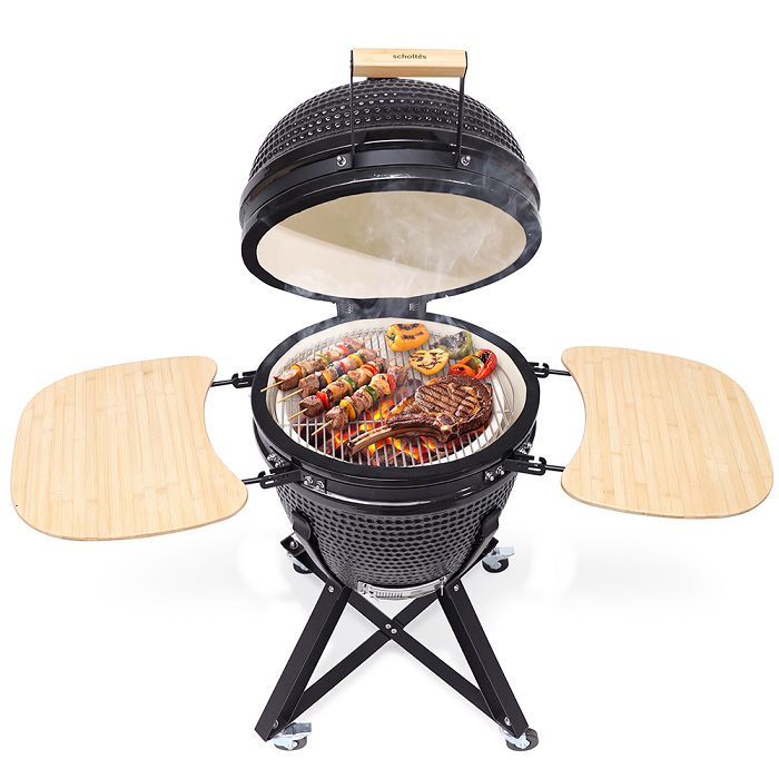  Barbecue Kamado fumoir en céramique - Noir