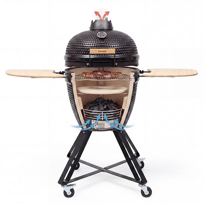  Barbecue Kamado fumoir en céramique - Noir