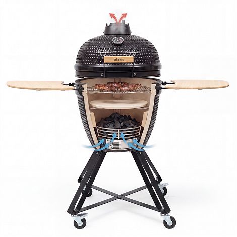  Barbecue Kamado fumoir en céramique - Noir