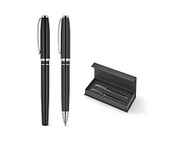 Coffret haut de gamme comprenant 1 stylo à bille et 1 stylo roller en cuivre et acier