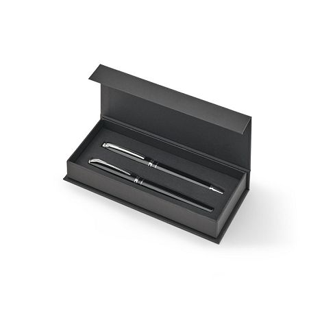  Coffret haut de gamme comprenant 1 stylo à bille et 1 stylo roller en cuivre et acier