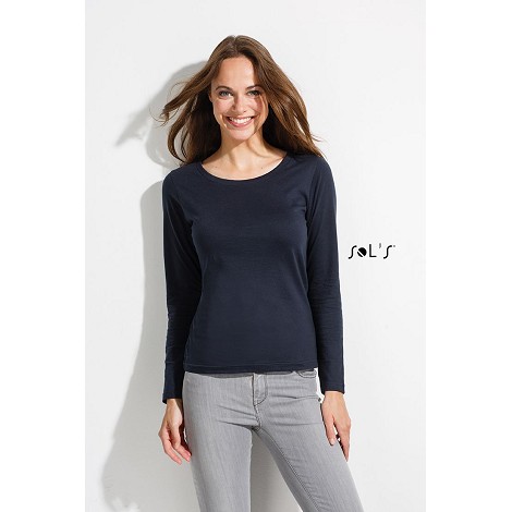 Tee-shirt couleur manches longues femme