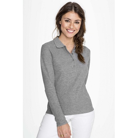 Polo femme manches longues publicitaire couleur